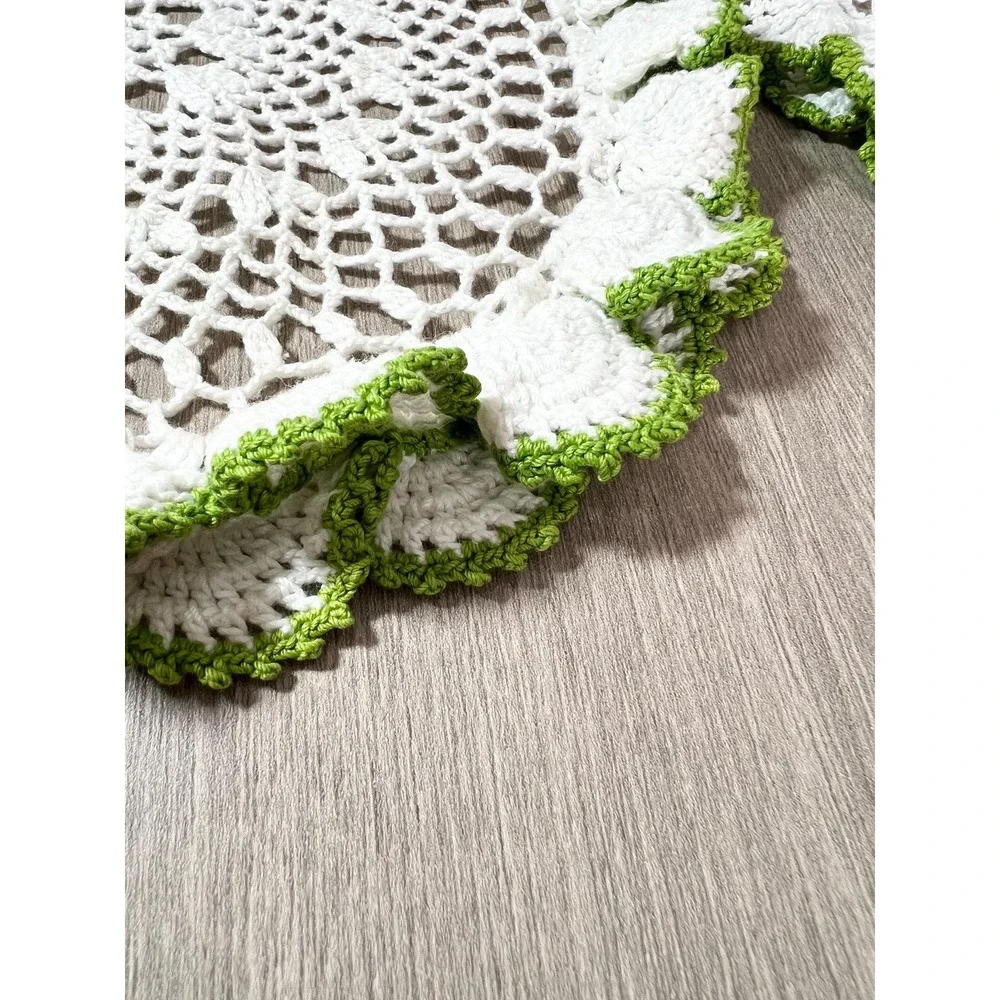 Four vintage handmade doilies crochet lace round colorful